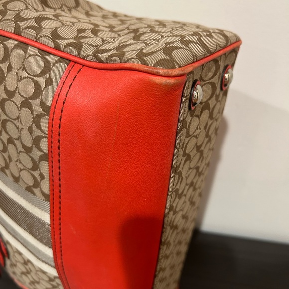 Coach Legacy Stripe Candace Carryall Tote Purse Brown /Orange  EUC - Picture 12 of 13